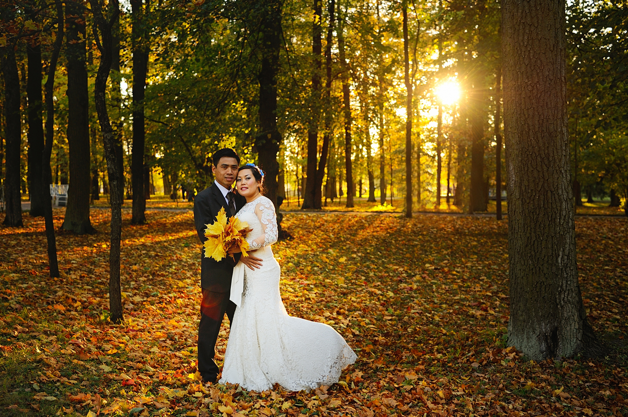 Свадебная фотосессия осенью в Пушкине